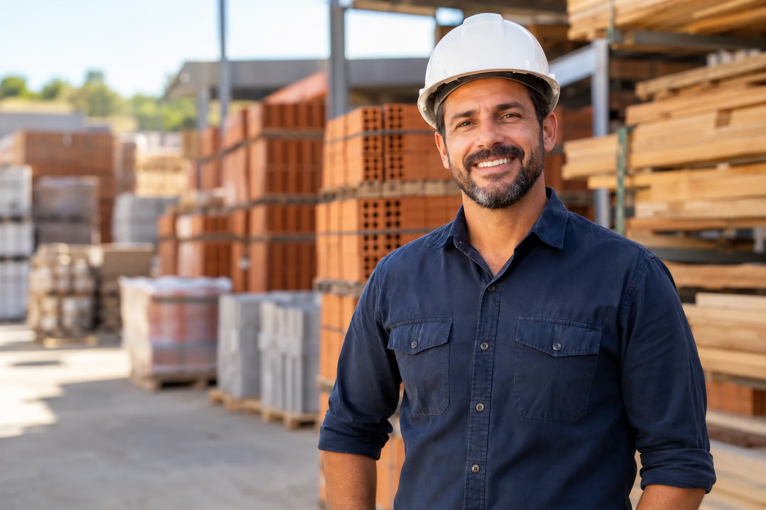 Imagem ilustrativa de profissional da construção usando capacete